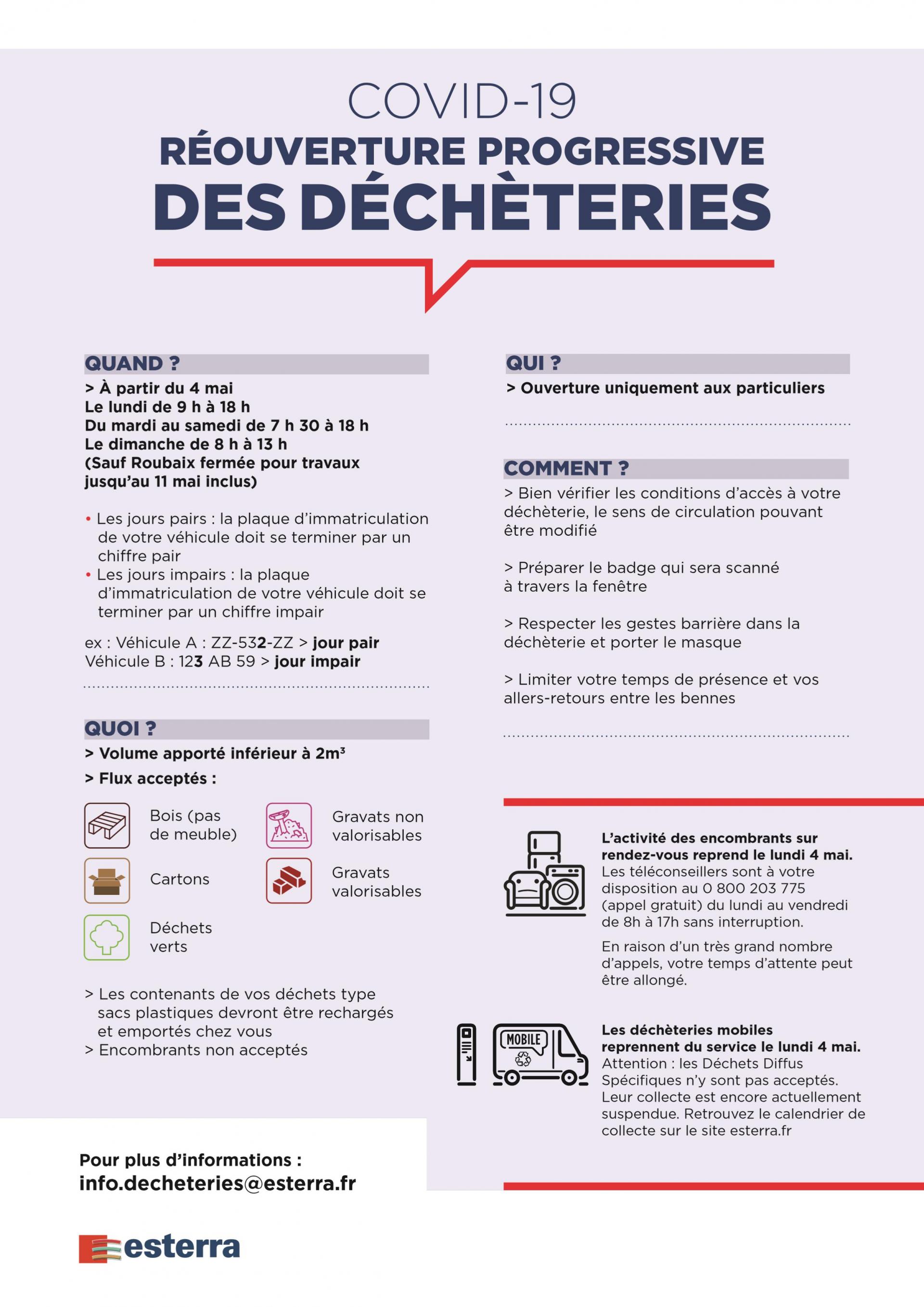 Les déchèteries rouvrent le lundi 4 mai