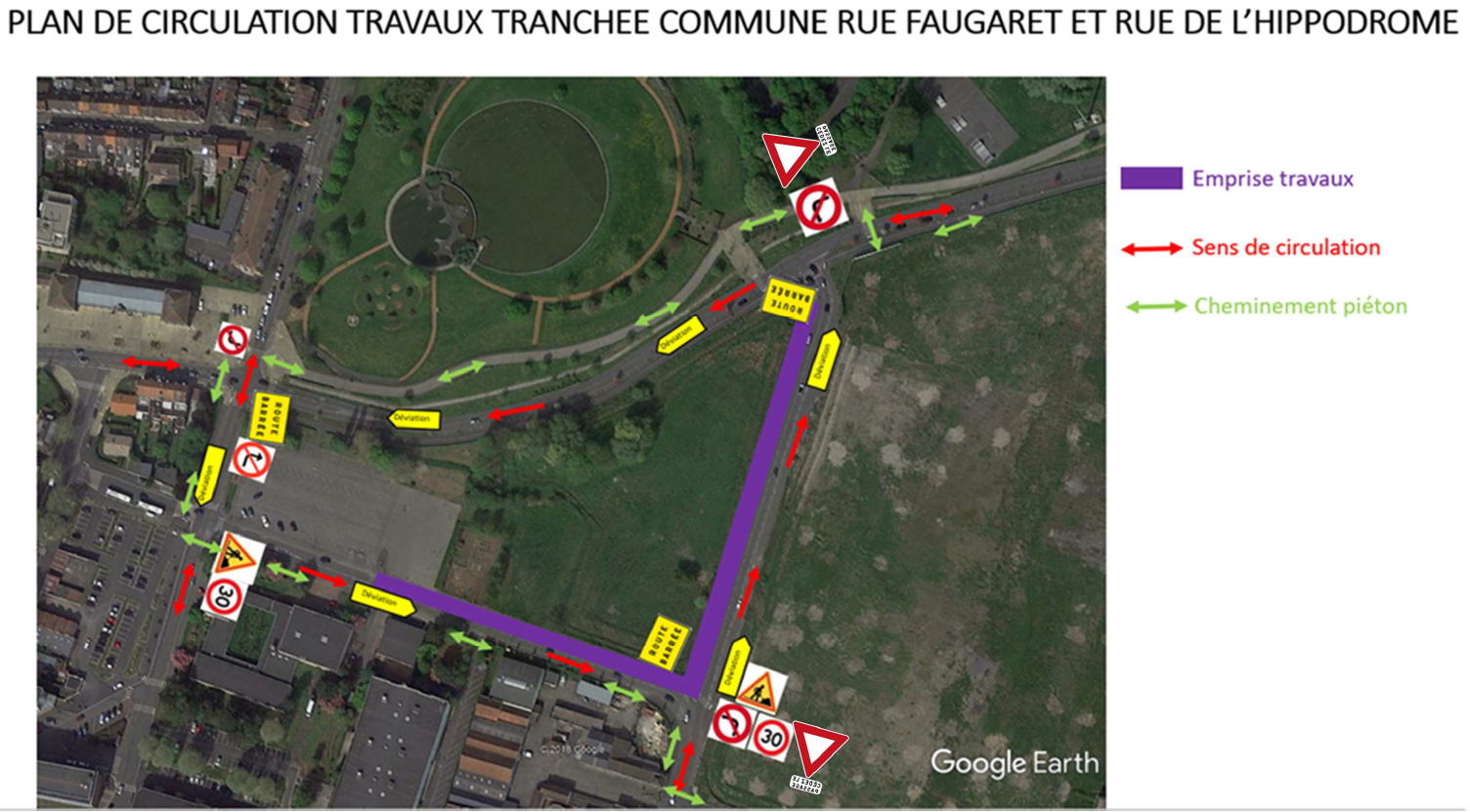 Plan des travaux en centre-ville en février mars 2021