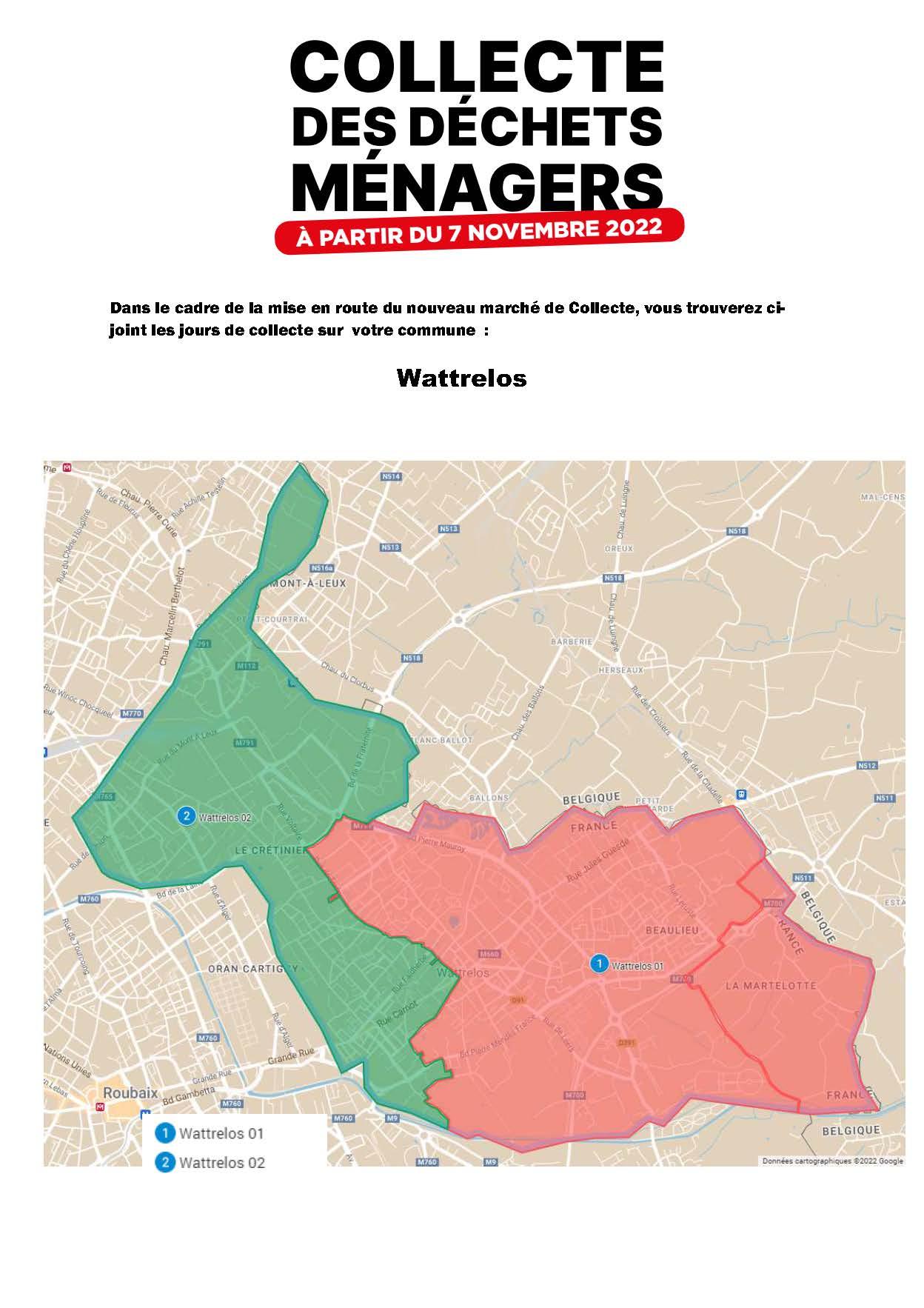 Cartographie collecte des poubelles novembre 2022